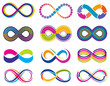Endless mobius loop infinity vector concept symbols. Eternity icons