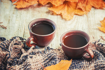 A cup of tea. Comfort. Selective focus. 