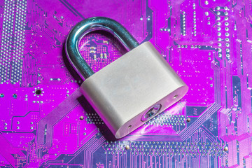 Poster - padlock on a computer circuit board