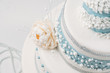 Beautiful wedding cake, close up of cake and blur background, selective focus.