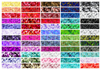 Wall Mural - A set design of abstract modern vector bright horizontal web banner colorful with shiny polygonal background illustration