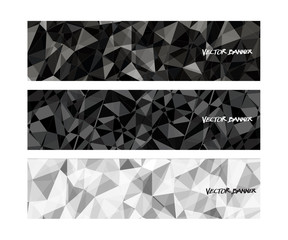 Wall Mural - A set design of abstract modern vector bright horizontal web banner colorful with shiny polygonal background illustration