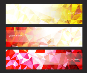 Wall Mural - A set design of abstract modern vector bright horizontal web banner colorful with shiny polygonal background illustration