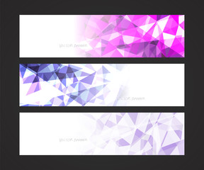 Wall Mural - A set design of abstract modern vector bright horizontal web banner colorful with shiny polygonal background illustration