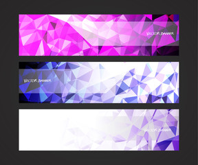 Wall Mural - A set design of abstract modern vector bright horizontal web banner colorful with shiny polygonal background illustration