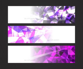 Wall Mural - A set design of abstract modern vector bright horizontal web banner colorful with shiny polygonal background illustration
