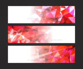 Wall Mural - A set design of abstract modern vector bright horizontal web banner colorful with shiny polygonal background illustration