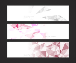 Wall Mural - A set design of abstract modern vector bright horizontal web banner colorful with shiny polygonal background illustration