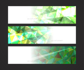 Wall Mural - A set design of abstract modern vector bright horizontal web banner colorful with shiny polygonal background illustration
