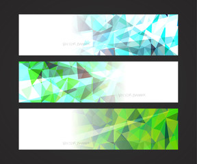 Wall Mural - A set design of abstract modern vector bright horizontal web banner colorful with shiny polygonal background illustration