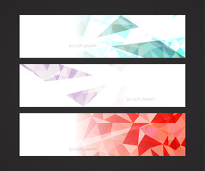 Wall Mural - A set design of abstract modern vector bright horizontal web banner colorful with shiny polygonal background illustration