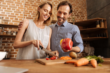 Wall Mural - Progressive young family eating healthy