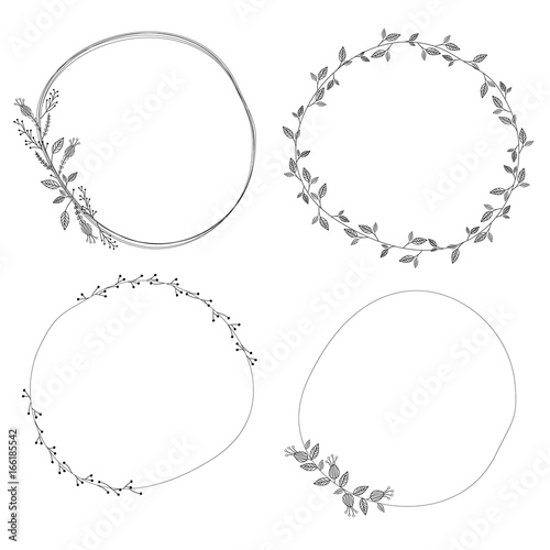 Download Set of Simple Digital Floral Wreath Vectors - Buy this stock vector and explore similar vectors ...