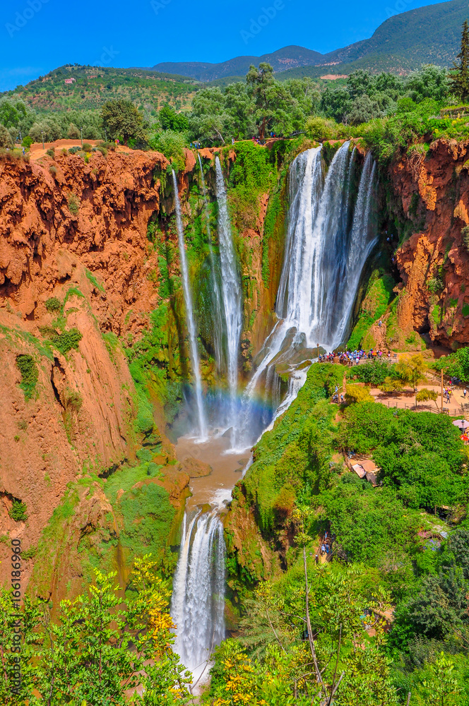 majestic Uzud falls which are located in a mountain part of Morocco - obrazy, fototapety, plakaty 