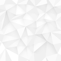 Poster - White 3D triangle pattern, seamless vector. White design texture. White Low Poly Pattern Background