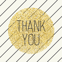 Aufkleber - Thank you. Invitation card design template. Diagonal black lines pattern and golden chaotic dots circle shaped. Vector invitation design background.