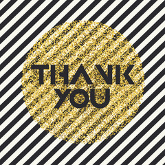 Aufkleber - Thank you. Invitation card design template. Diagonal black lines pattern and golden chaotic dots circle shaped. Vector invitation design background.