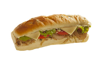 Wall Mural - Sub sandwich hoagie with meat and veggies