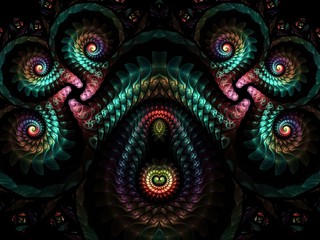 Poster - abstract multicolored fractal pattern. computer generated graphics.