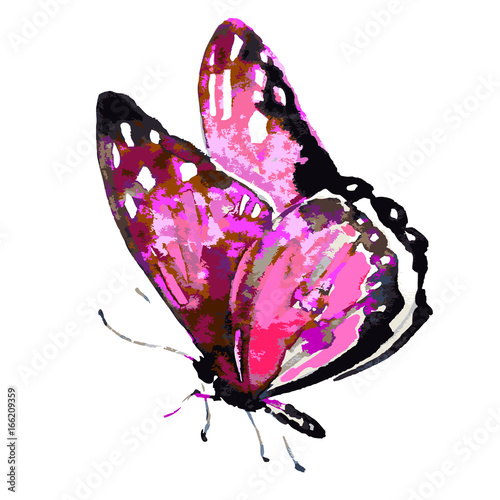Naklejka - mata magnetyczna na lodówkę Piękny różowy motyl