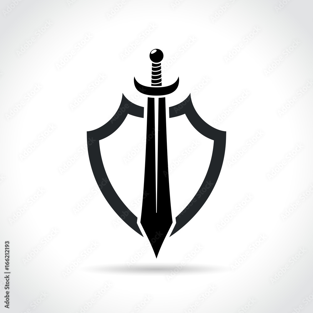 shield and sword icon on white background Stock Vector | Adobe Stock
