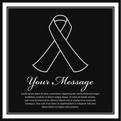 Wall Mural - Funeral card -White ribbon line sign and white frame vector design