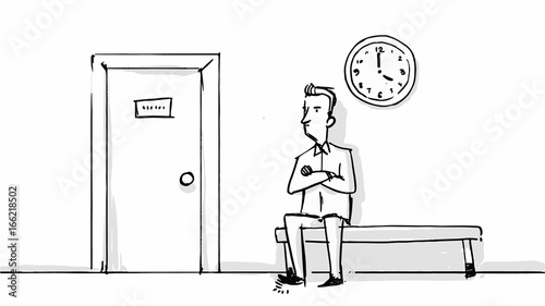 Man In The Waiting Room Of The Office Dental Clinic Or