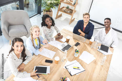 High Angle View Of Multicultural Group Of Business People