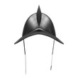 Medieval Knight Spanish Morion Helmet. Front view. Ancient Conquistador equipment for battlefields. 3D render Illustration Isolated on white background.