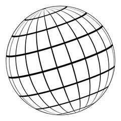 Poster - Globe 3D model of the Earth or planet, model of the celestial sphere with coordinate grid, vector field with stripes and lines of Meridian and parallel
