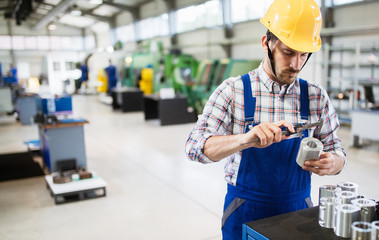 Wall Mural - Male worker and quality control inspection in factory