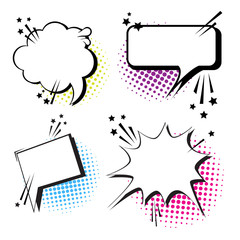 Poster - chat bubble icon set pop art style social media communication flat vector illustration