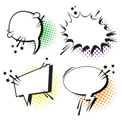 Poster - chat bubble icon set pop art style social media communication flat vector illustration