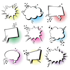 Poster - Chat Bubble Icon Set Pop Art Style Social Media Communication Flat Vector Illustration