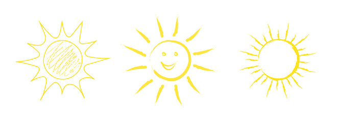 Wall Mural - collection of hand drawn sun icons. vector.