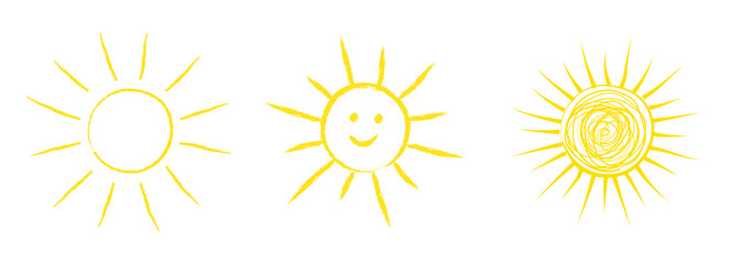 Wall Mural - collection of hand drawn sun icons. vector.