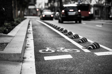 Bicycle road sign on the street