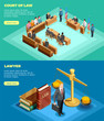 © Macrovector - Court Of Law Banners