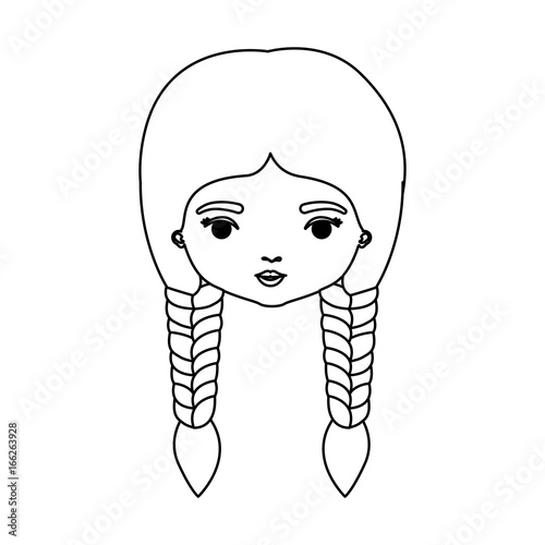 Monochrome Silhouette Of Caricature Front View Face Woman