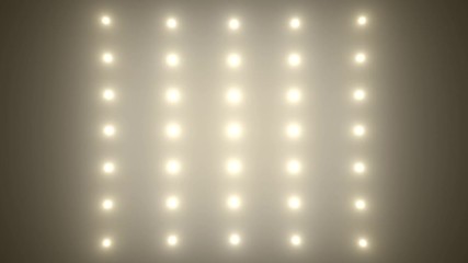 Poster - Flood lights disco background. Bright white spotlight bulbs is flashing