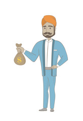 Poster - Hindu businessman holding a money bag.