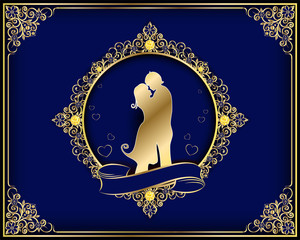 Poster - Oval frame of gold and silver, Luxurious royal style. Decorative vintage frames and borders set,photo frame with corner line floral, frame floral template, frame flourishes set of border and corner