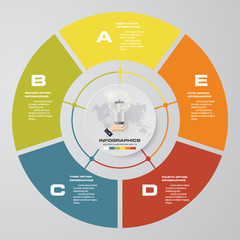 Leinwandbilder - Abstract 5 steps modern pie chart infographics elements.Vector illustration.