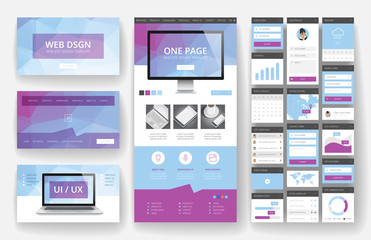 Poster - Website design template and interface elements