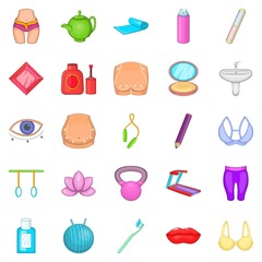 Sticker - Treadmill icons set, cartoon style