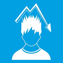 Poster - Man with falling red graph over head icon white