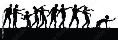 Fotografía Vector silhouettes of zombies isolated on white background