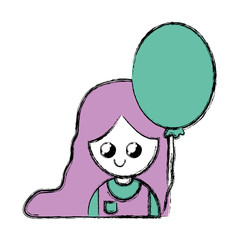 beauty girl with uniform clothes and heart balloon