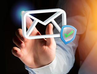 Poster - Approved and verified Email symbol displayed on a futuristic interface - Message and internet concept