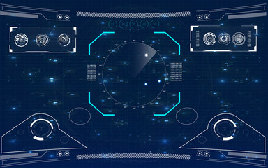 Aufkleber - Radar screen. Vector illustration for your design. Technology background. Futuristic user interface. HUD.